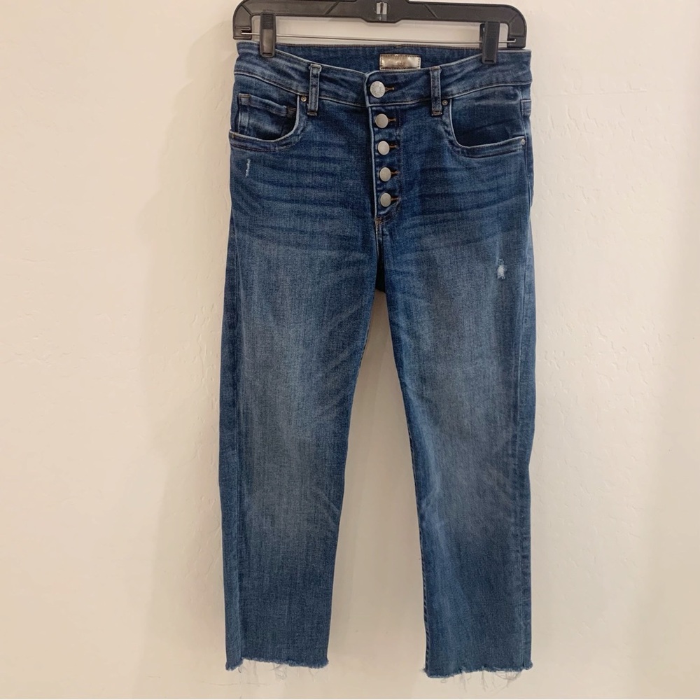 Kut From The Kloth Stevie High Rise Straight Leg Crop Button Fly Jeans Size 6